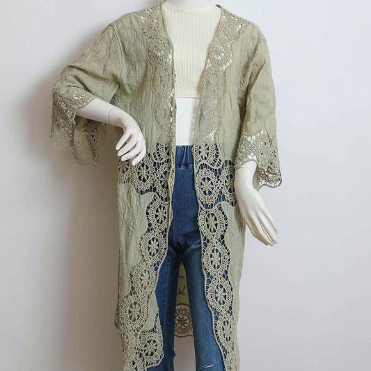 The Sage Lace Kimono