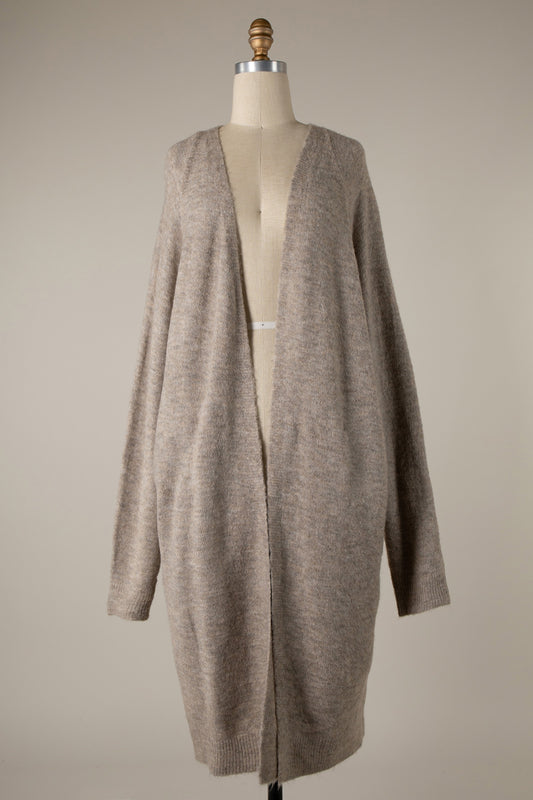 Soho Taupe Long Knit Cardigan