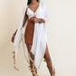 Longline Tassel Border White Kimono