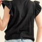 Joy Black Slub Ruffle Sleeve Tee