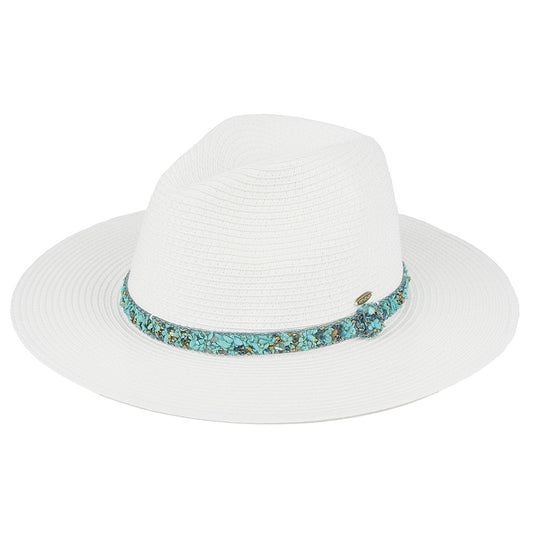 Yacht White Hat W/ Turq Band