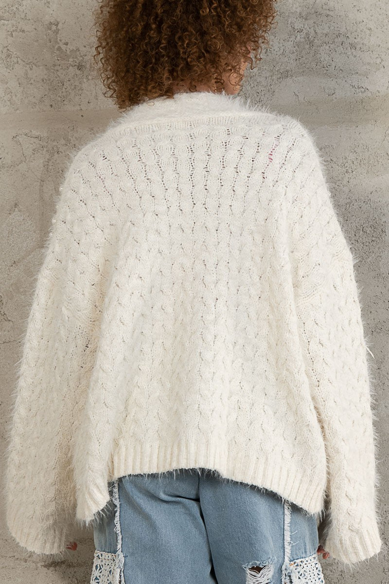 Amanda Pearl & Stone Cream Cardigan