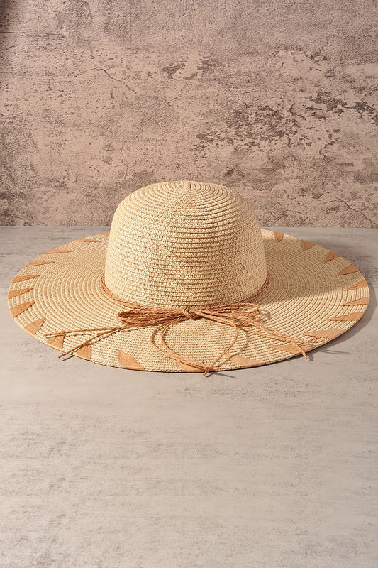 Woven Raffia Edge Detail Hat