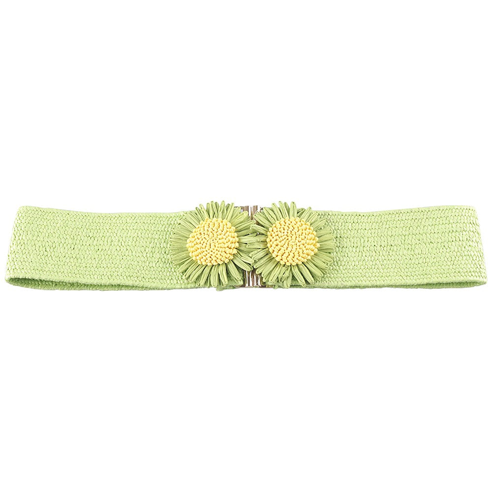 Tri Flower Lime Stretch Belt