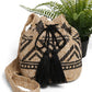 Black Tribal Straw Crossbody