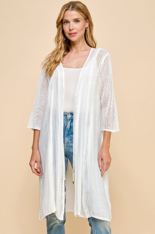 Inlay Knit White Kimono