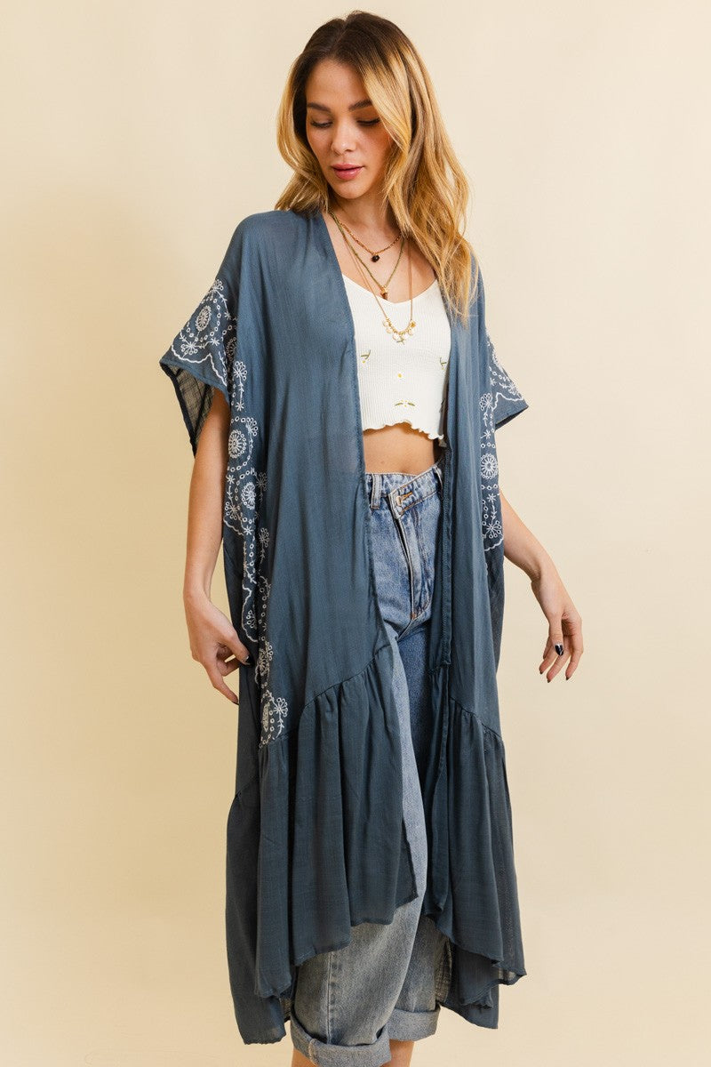 The Grey/Blue Boho Tribal Kimono