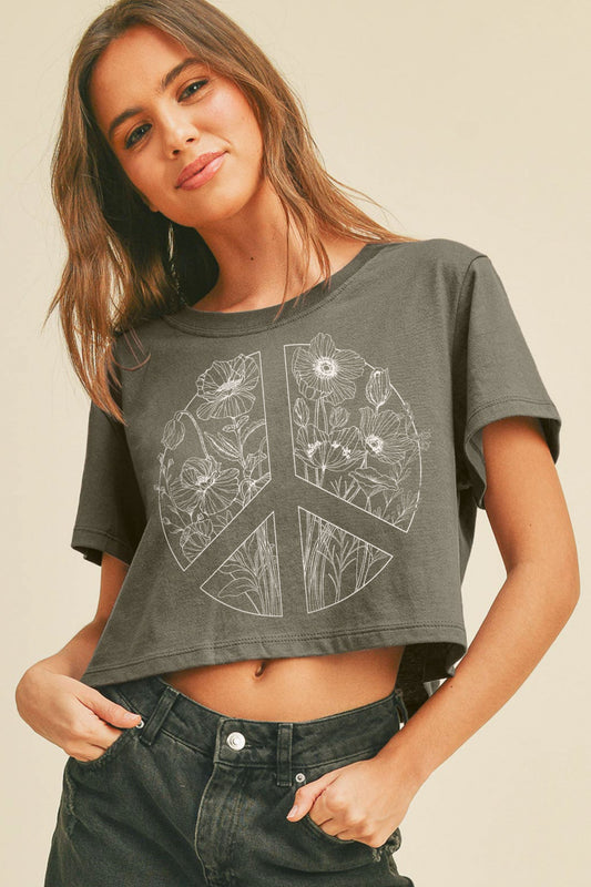 Flower Peace Grey Tee