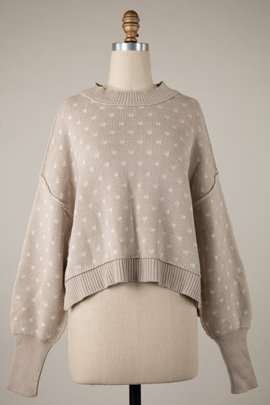 Beige Heart Beat Sweater