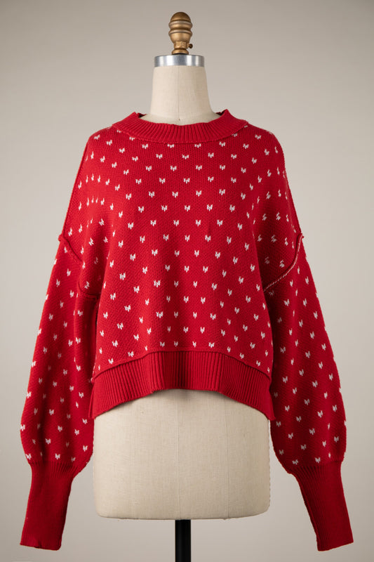 Red Heart Beat Sweater