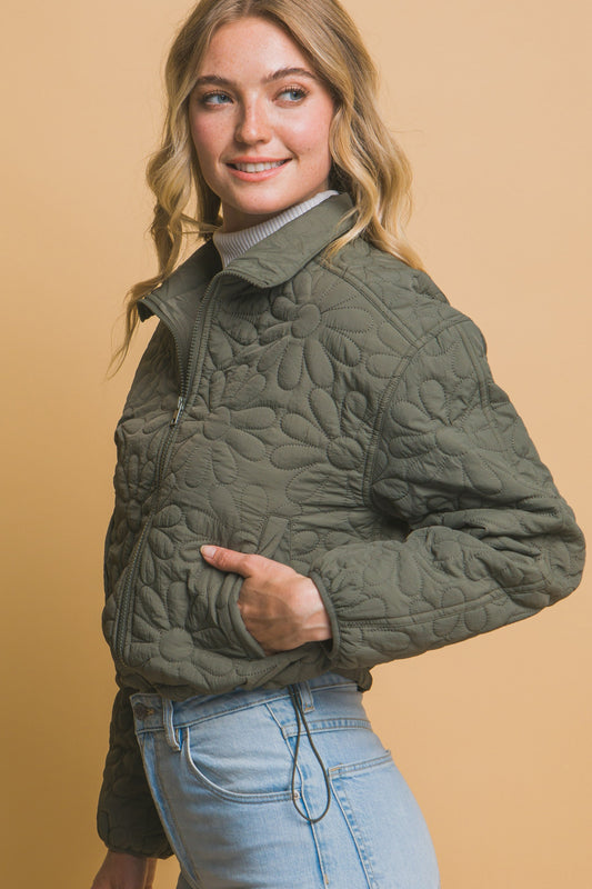 Bloom Into Fall Olive Jacket