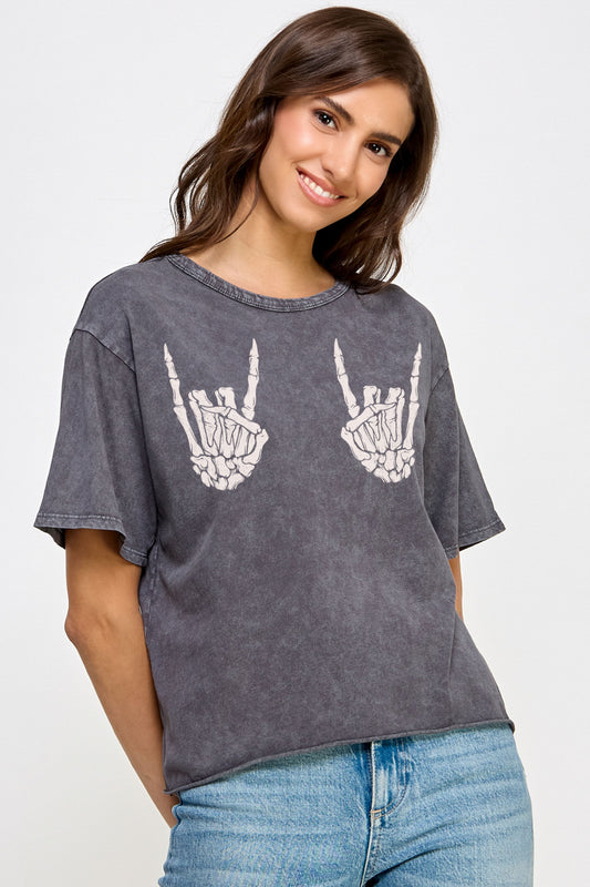 Vintage Grey Rock & Roll Bones Tee