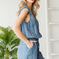 Julian Blue Tencel V-Neck Romper