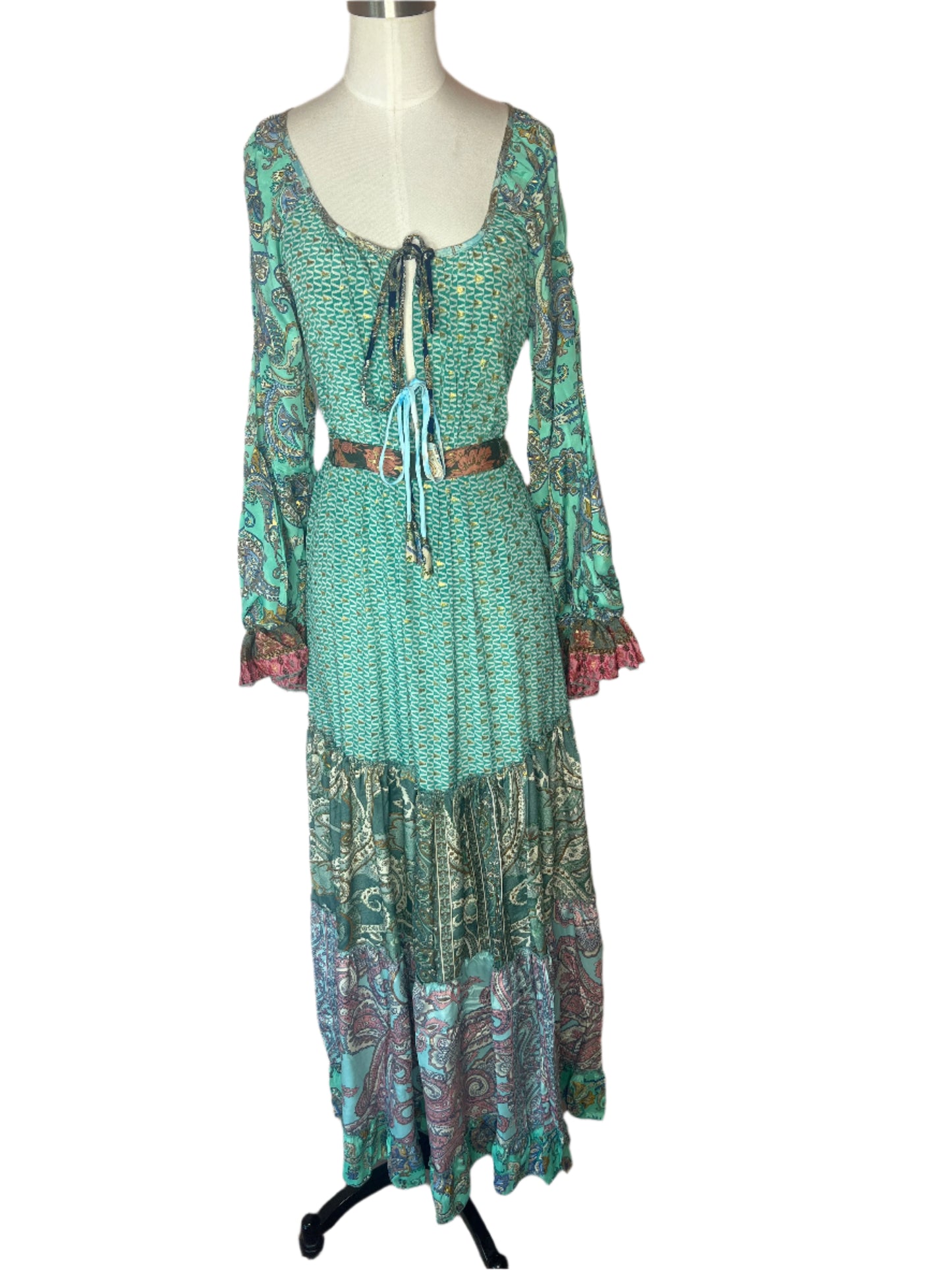 Jade Patchwork Long Dress