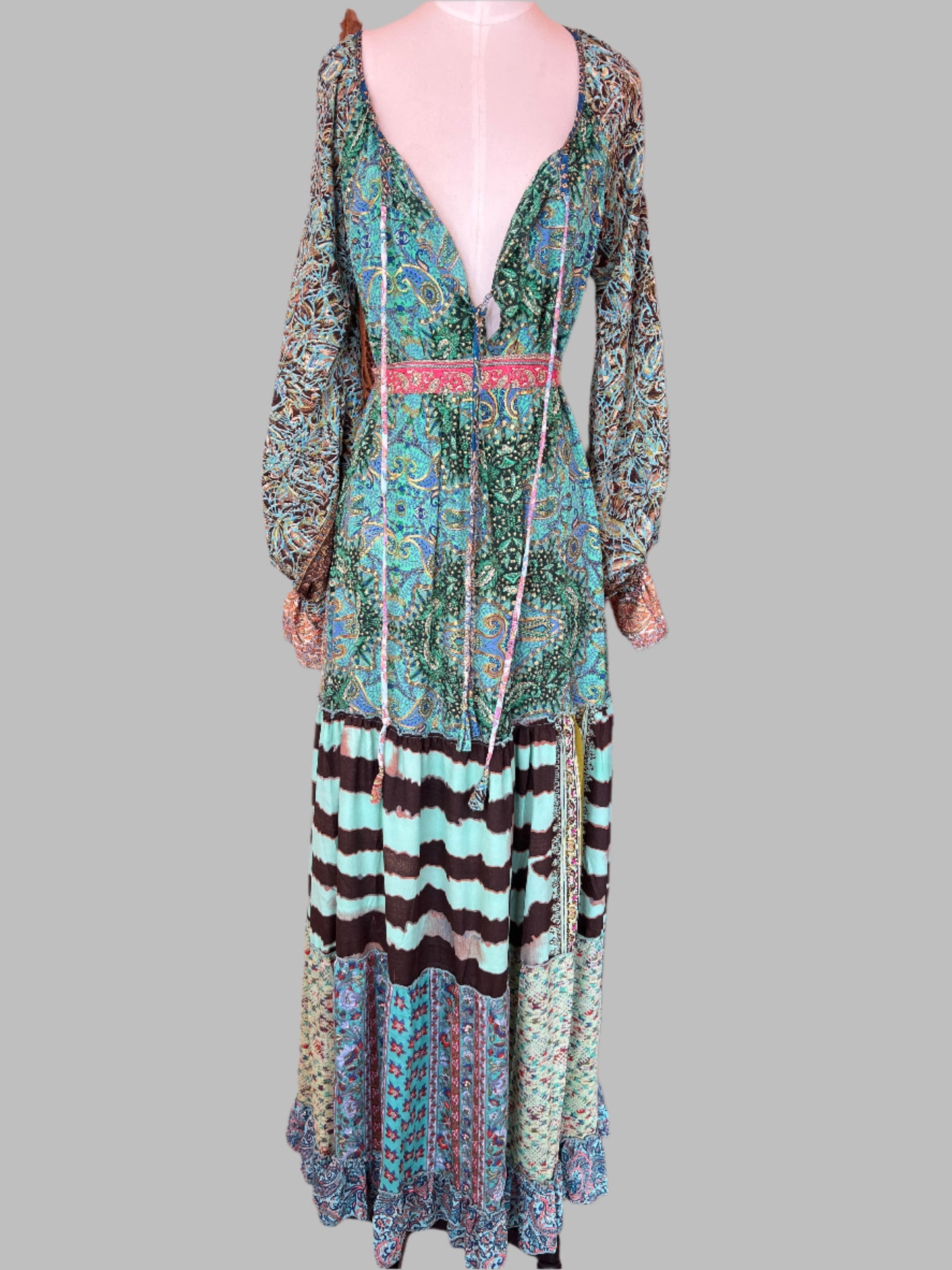 Jade Patchwork Long Dress