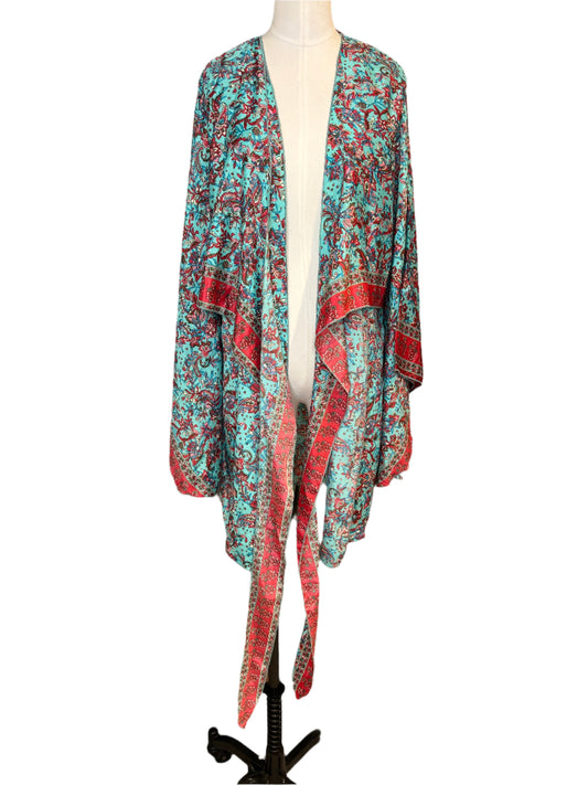 Printed Tie Top Kimono