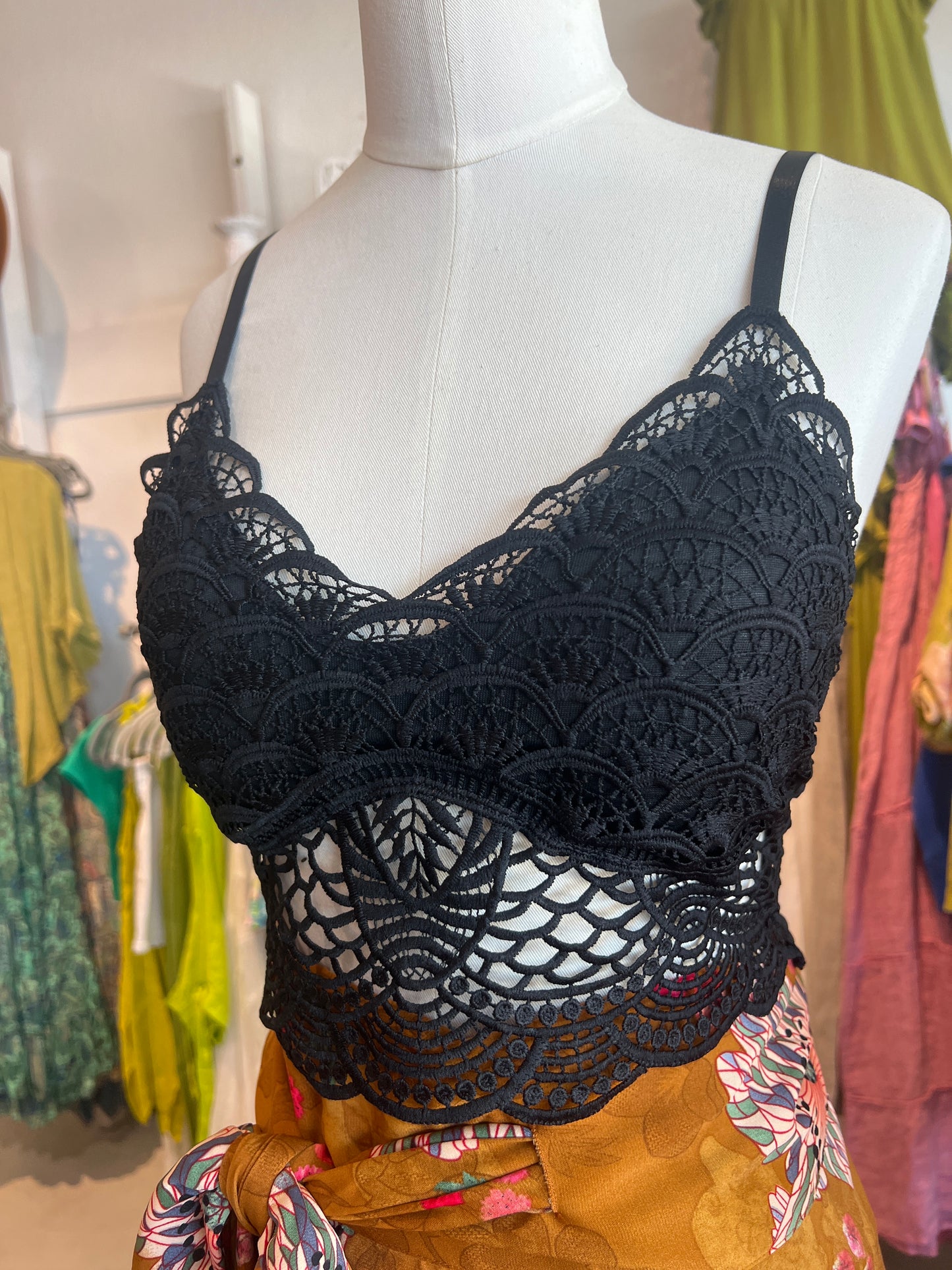 Black Crochet Bra Top