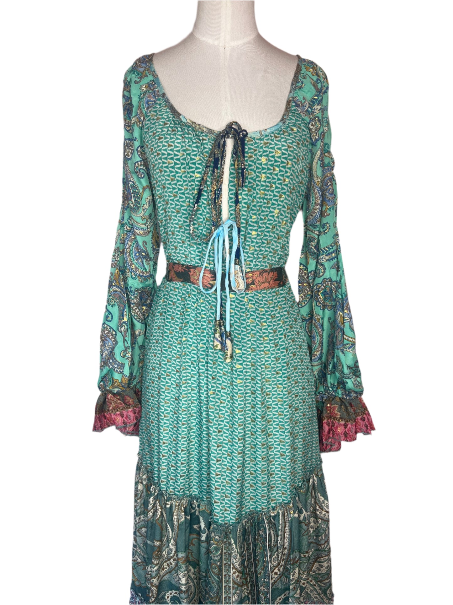 Jade Patchwork Long Dress