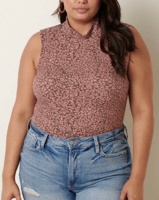 Wild Mock Neck Mauve Top (Curvy)