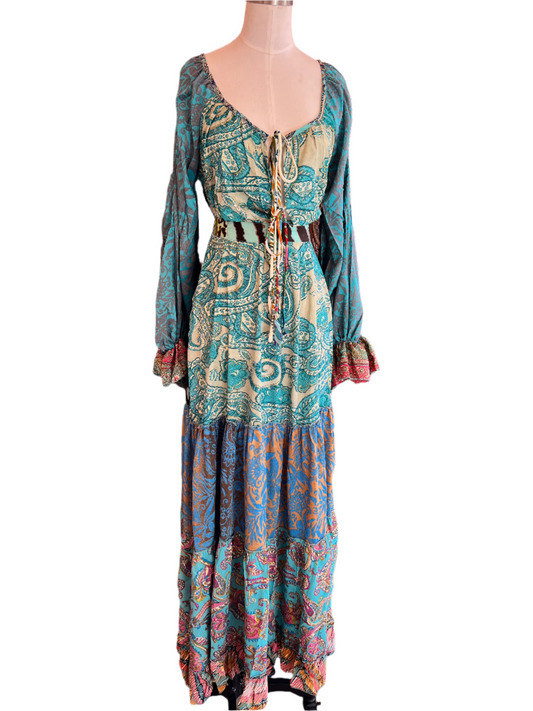 Jade Patchwork Long Dress