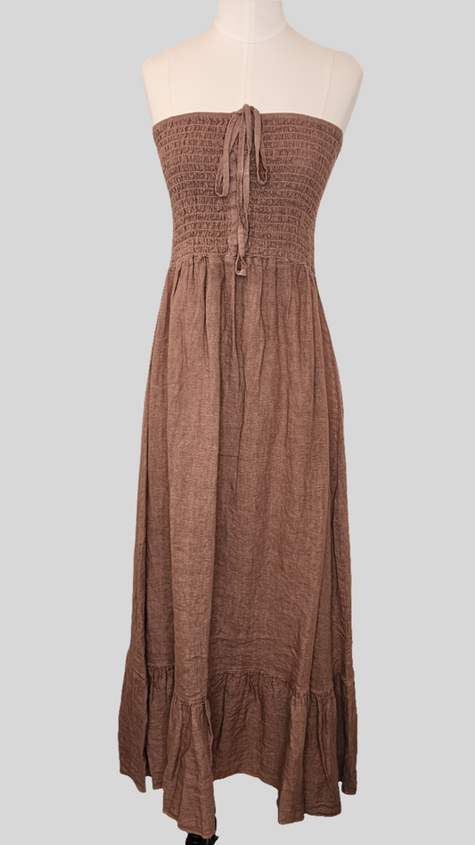 Coffee Linen Dress