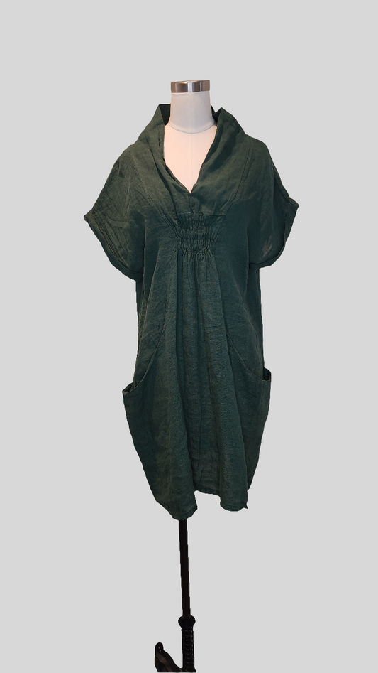 Vivian Green 100% Linen Dress