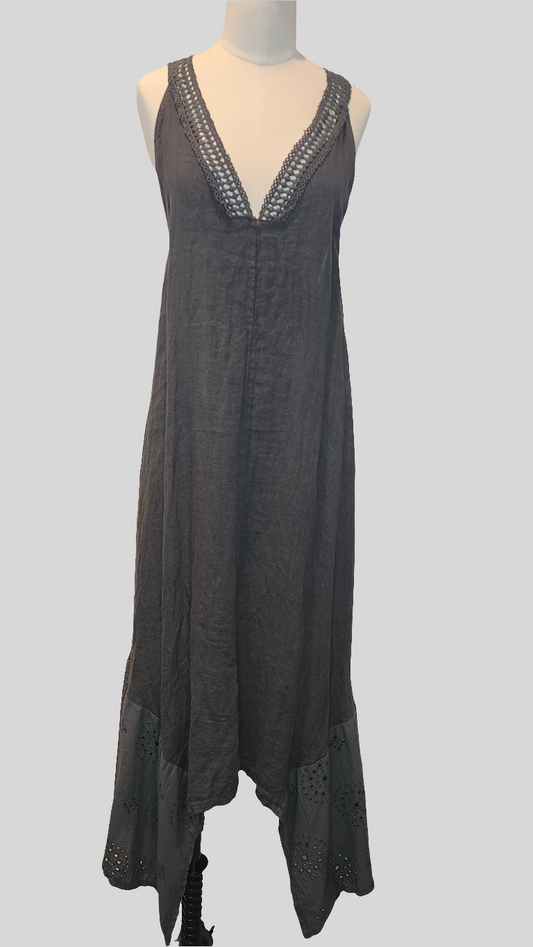 Tie Back Charcoal Dress