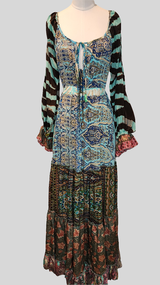 Jade Patchwork Long Dress