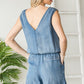 Julian Blue Tencel V-Neck Romper